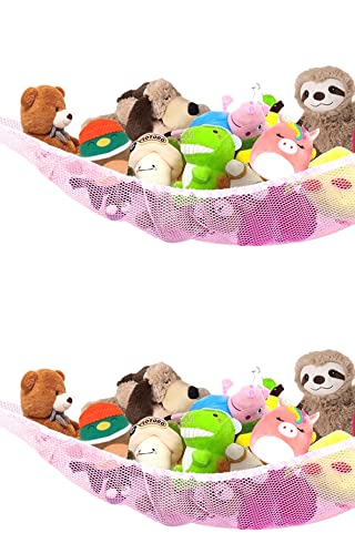 2 Pack Large Stuffed Animals Hammock for Room Organization and Toy Storage 70 inch