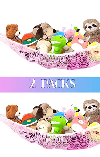 2 Pack Large Stuffed Animals Hammock for Room Organization and Toy Storage 70 inch